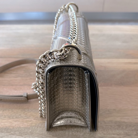 Dior Light Gold-tone Metallic Patent Leather Micro Cannage Medium Shoulder Bag - Picture 13 of 17